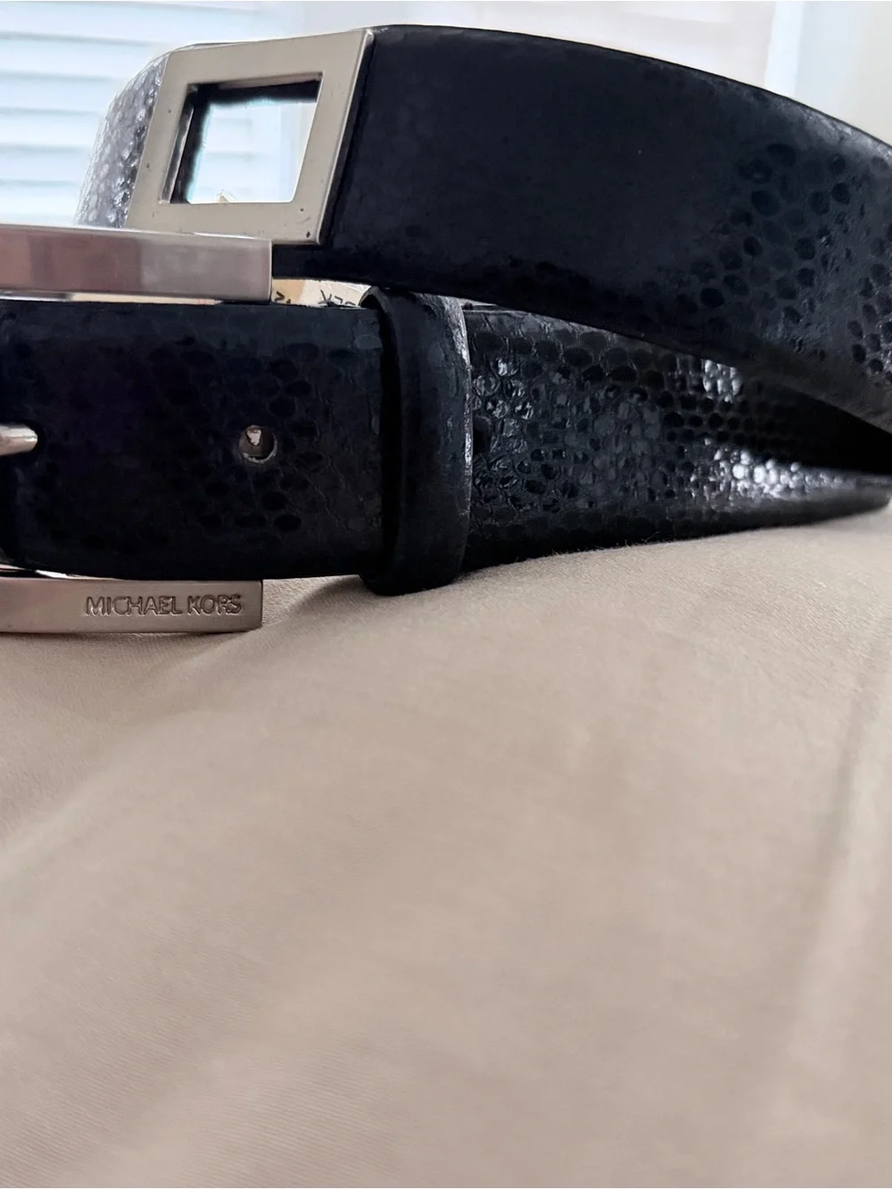 Michael Kors black textured leather belt